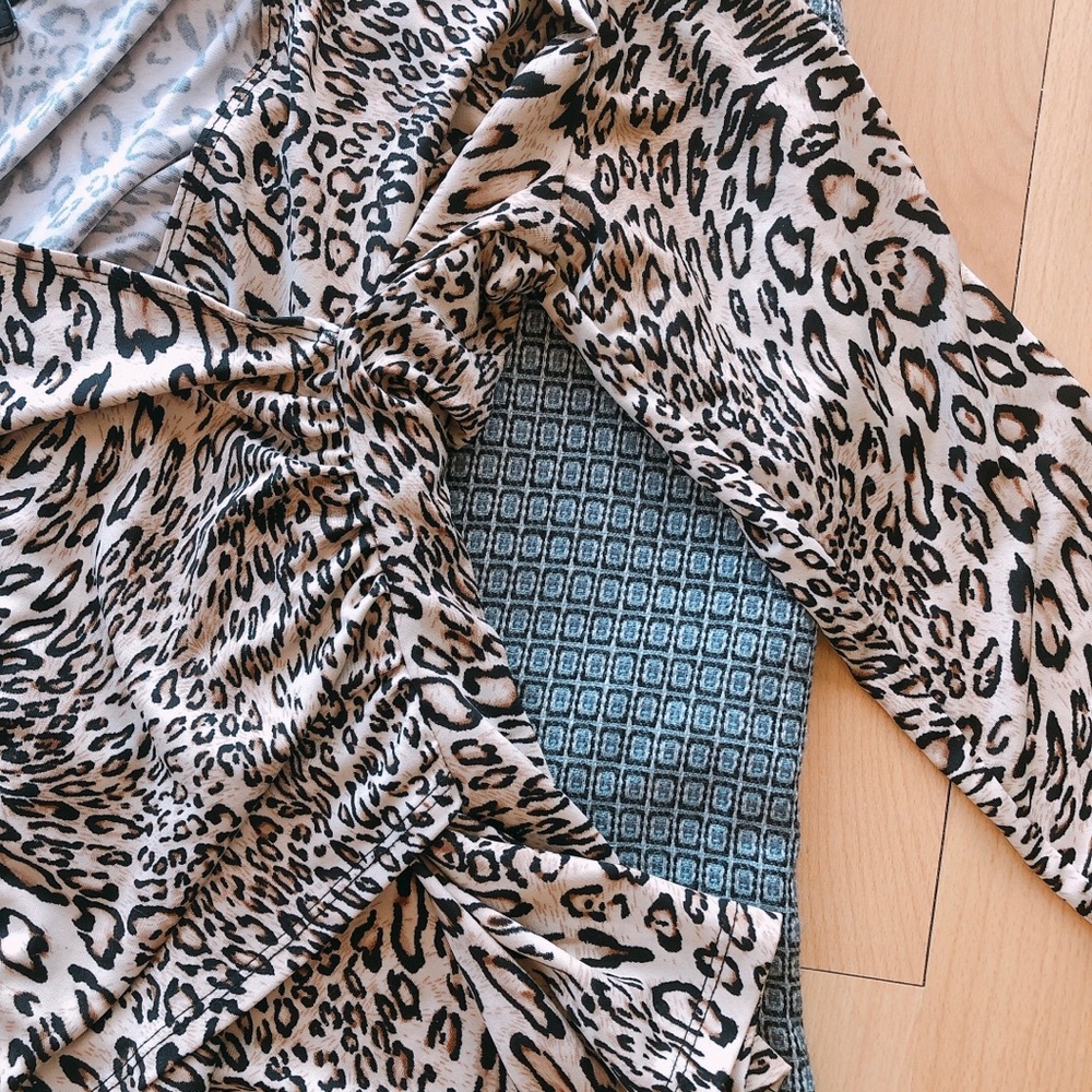 π ISCA Leopard Print Surplice Ruched Top π - Picture 13 of 13